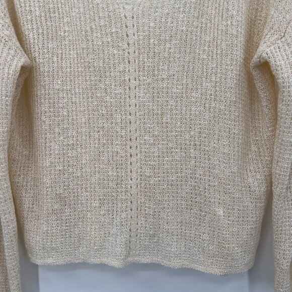 Lulus Women’s Small Cream Knit Layered Semi Sheer Sweater Long Sleeve - Picture 3 of 10